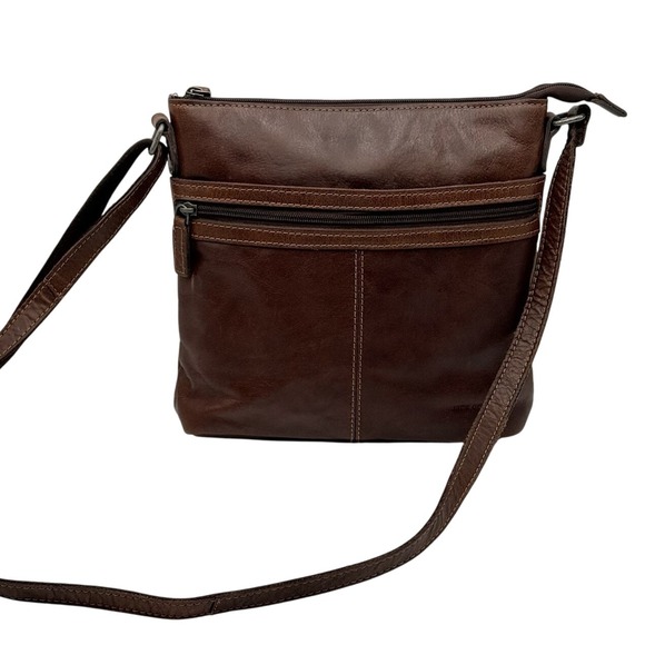 Jack Georges Voyager Leather City Crossbody Bag #7298 Brown Genuine Leather - Picture 2 of 10